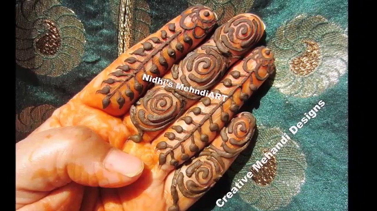 Flowers and Leaves Floral Pattern on Fingers Henna Mehndi Design Tutorial