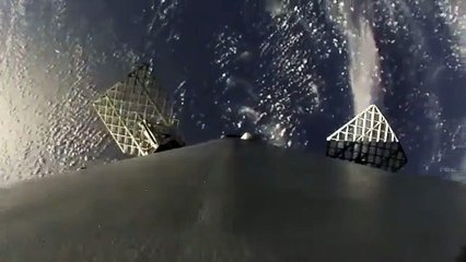 Download Video: Atterrissage parfait de la fusée Falcon 9 en pleine mer filmé en caméra embarquée