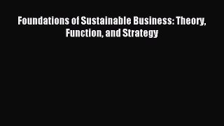Read Foundations of Sustainable Business: Theory Function and Strategy Ebook Free