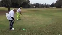 Two Old Dudes Show Off Their Golf Trick Shot