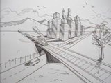 Comment dessiner dans la ville de train de chemin de perspective-route