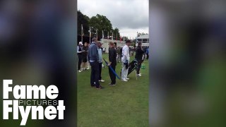 Niall Horan Hits A Ball At The BMW PGA Championship In Wentworth Surrey