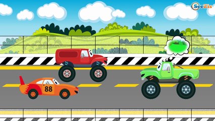 Car Cartoon for kids. Monster Trucks with Racing Car. Police Car. Peekaboo. Season 2. Episodes 22