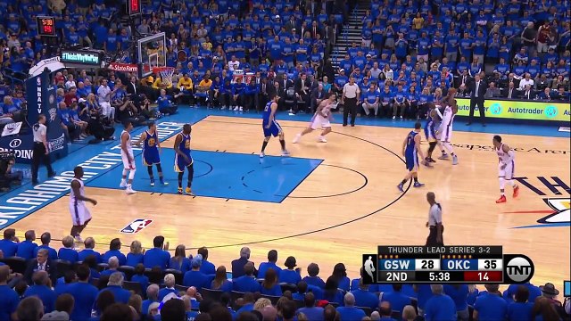 Steven Adams Posterizes Draymond Green Warriors vs Thunder Game 6 May 28, 2016 NBA Playoffs