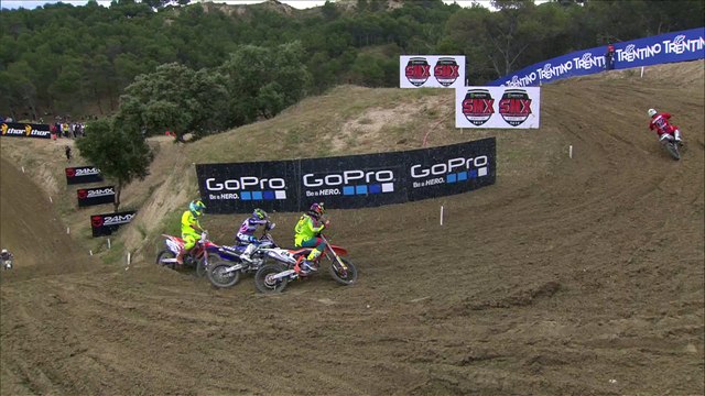 Crash of Simpson, Febvre, Paulin , Cairoli at Qualifying Race -MXGP of Spain 2016
