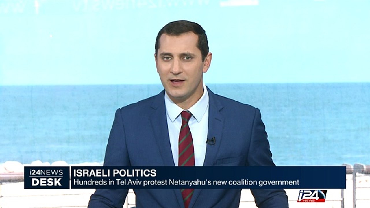 Hundreds in Tel Aviv protest Netanyahu's new coalition government