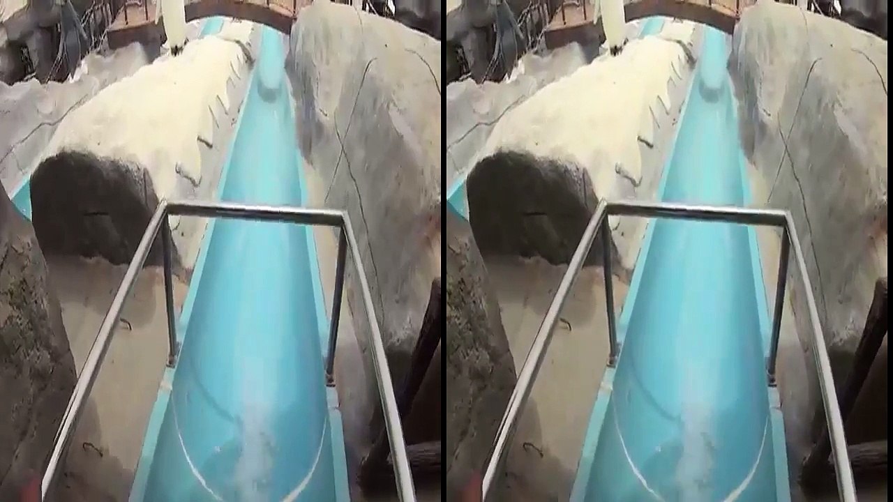 3D VR - Side by Side (SBS) HD - Glacier Water Slide at Iceland Water Park