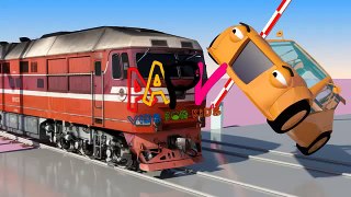 Vids for Kids in 3d HD ★ Train, Cars and Railroad Crossings Crashes 1   AApV Low, 360p
