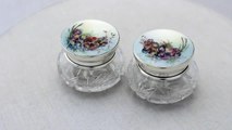 Sterling Silver, Cut Glass and Enamel Dressing Table Jars - Antique - AC Silver (A4968)