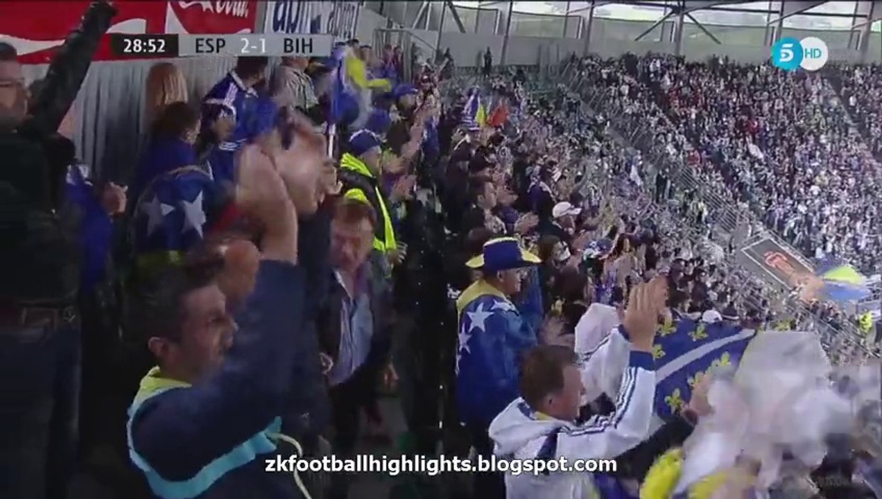 Emir Spahic Goal - Spain 2-1 Bosnia and Herzegovina - 29-05-2016