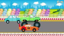 Car Cartoons for kids. Racing Car with Monster Truck Race. Trucks on the beach. All the series