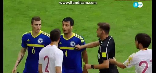 Emir Spahić Gets Red Card - Spain 2-1 Bosnia 29.05.2016 HD