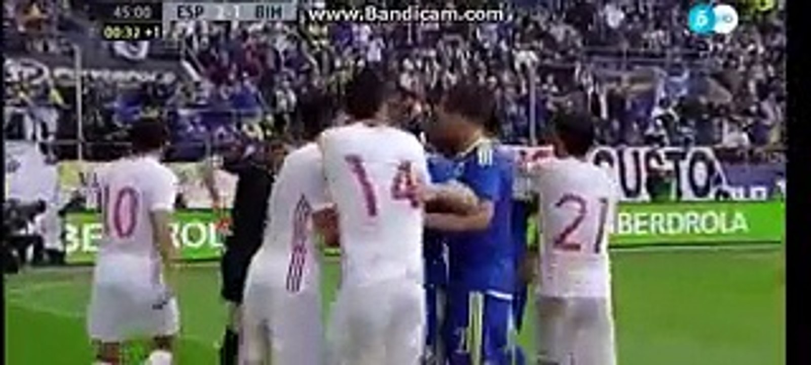 45' Emir Spahic RED Card - Spain 2-1 Bosnia - 29.05.2016