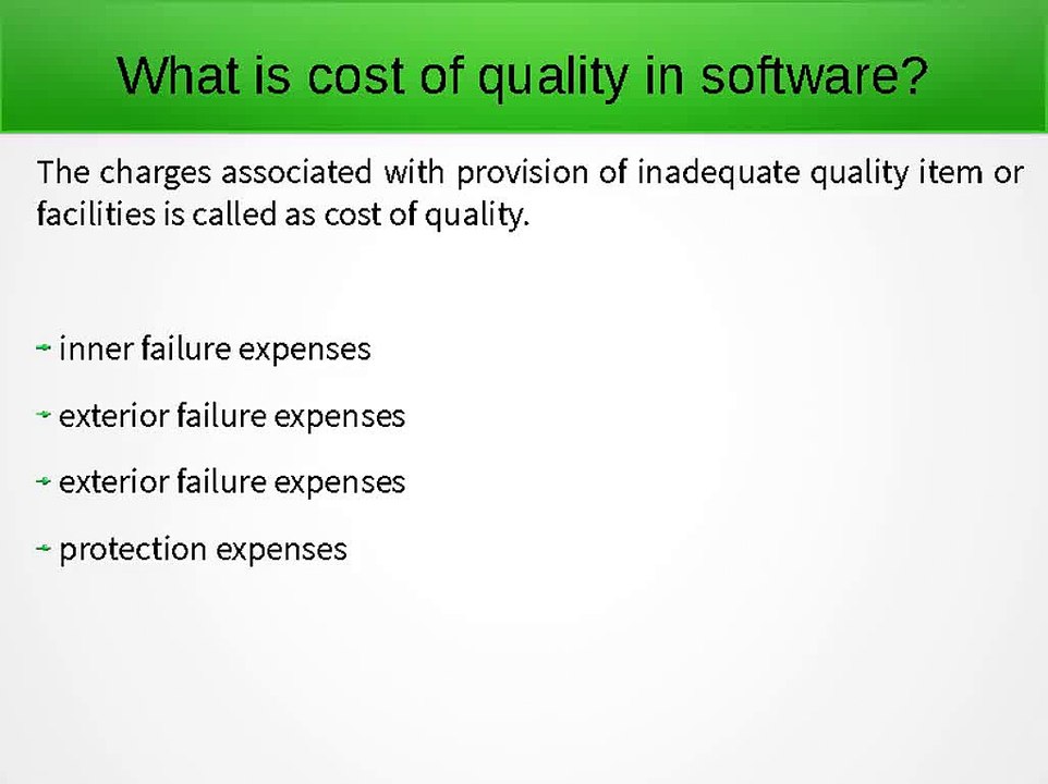 Cost Of Quality in Software