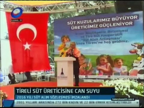 29.05.2016 KANAL 35 IZMIR BUYUKSEHIR BELEDIYESI ILE TIRE SUT KOOP. SUT KUZUSU IMZA TORENI HABERI