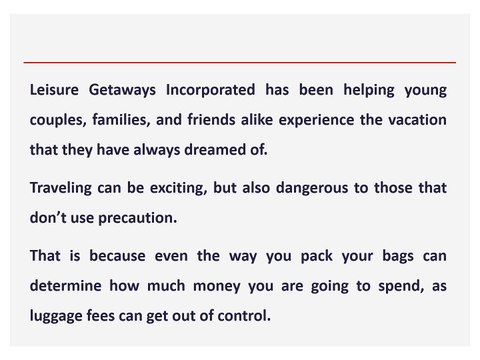 Leisure Getaways Incorporated - Packing Tips for Traveling