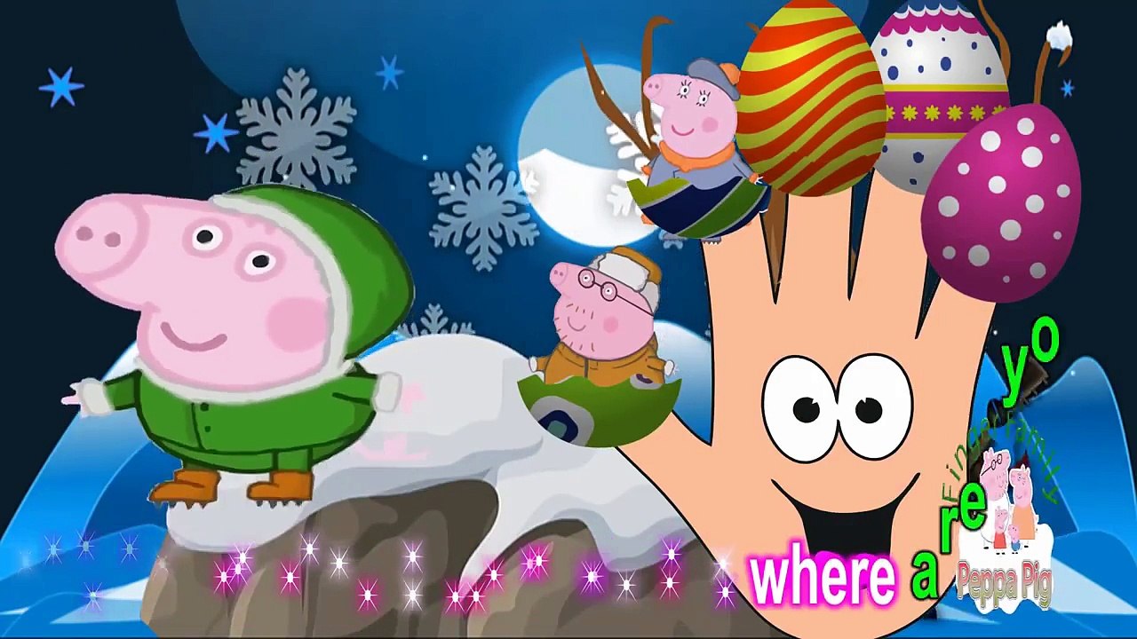 Peppa Pig Finger Family Song - Peppa Pig Winter Magical Surprise Eggs - Kids Songs