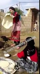 Girls are making Roti