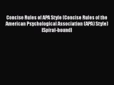 Read Concise Rules of APA Style (Concise Rules of the American Psychological Association (APA)