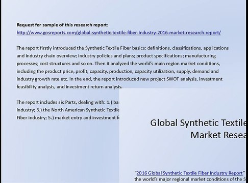 Global Synthetic Textile Fiber Industry 2016 Market Research Report
