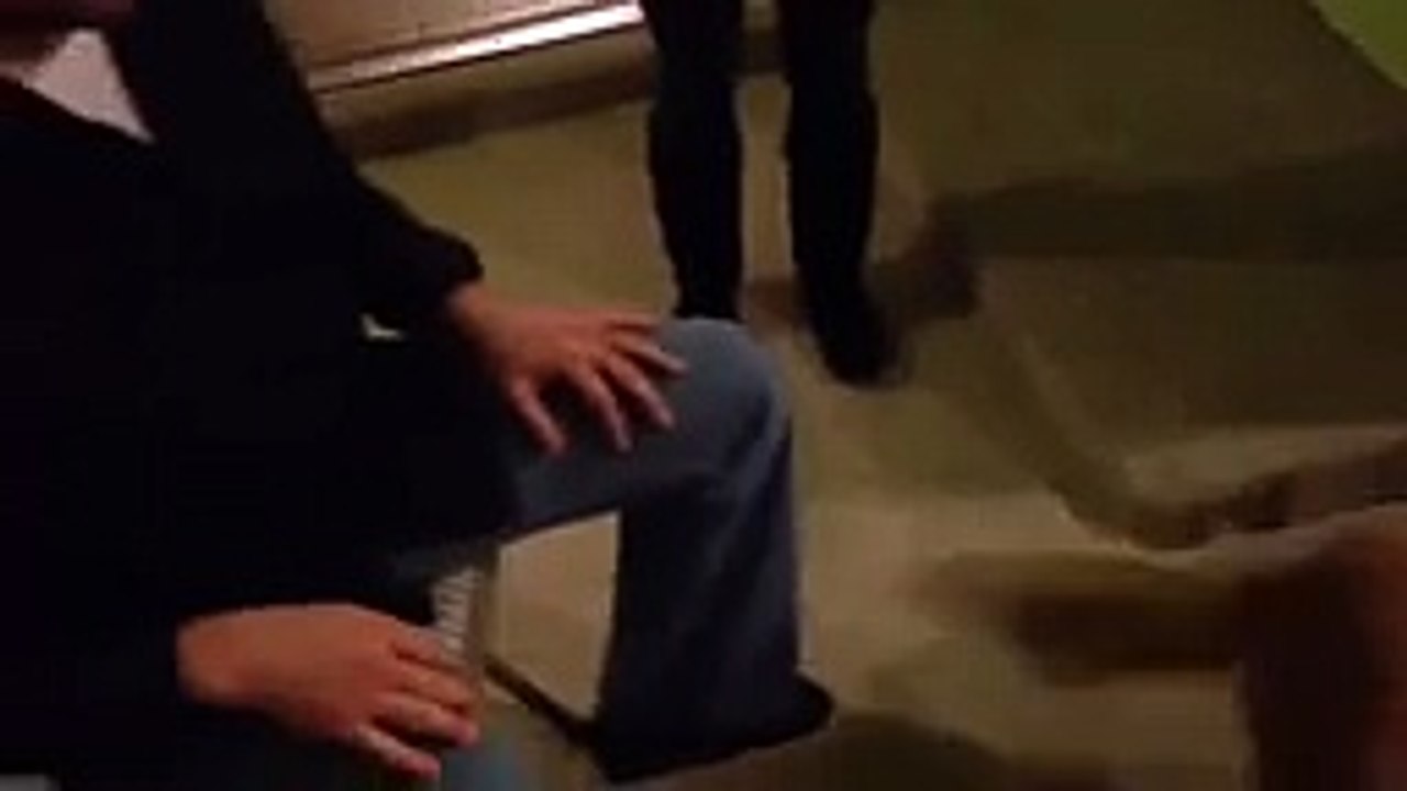 Cute dog gives a hug
