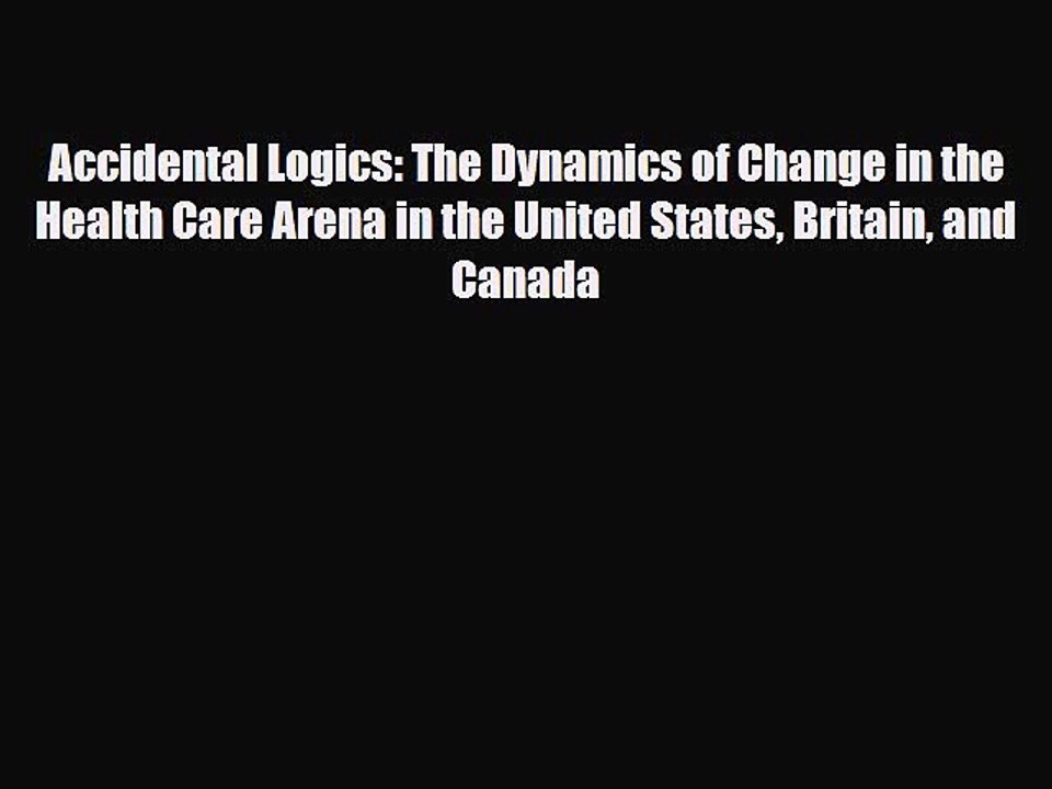 PDF Accidental Logics: The Dynamics of Change in the Health Care Arena in the United States