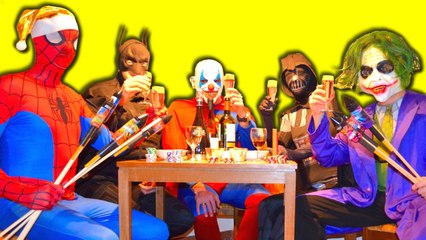 Spiderman, Joker, Batman, Darth Vader & Superman Happy New Year _ Superhero movie in real life (1080p)