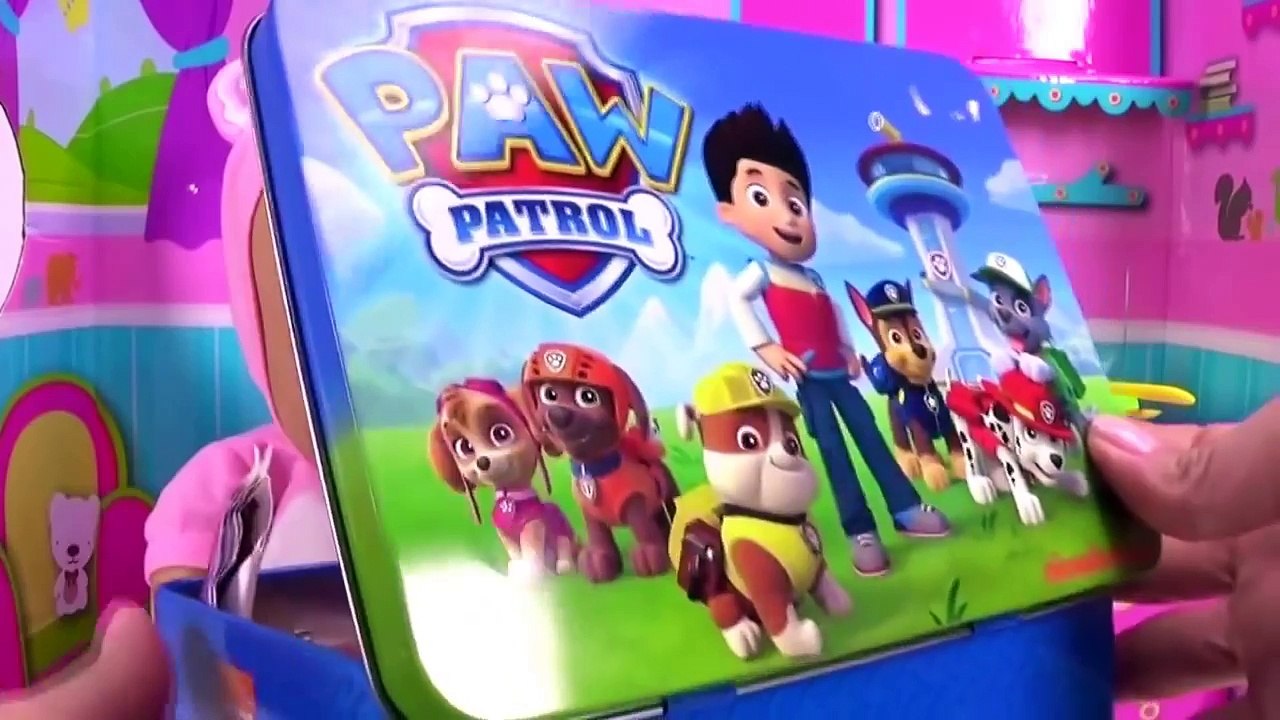 Paw Patrol Lunch Box with surprise spiders   Baby doll feeding with play doh food