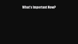 FREE DOWNLOAD What's Important Now? READ ONLINE