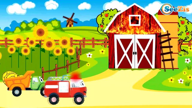 Car Cartoons for children. Fire Truck and Crane. Tow Truck & Car Service. Trucks in the village