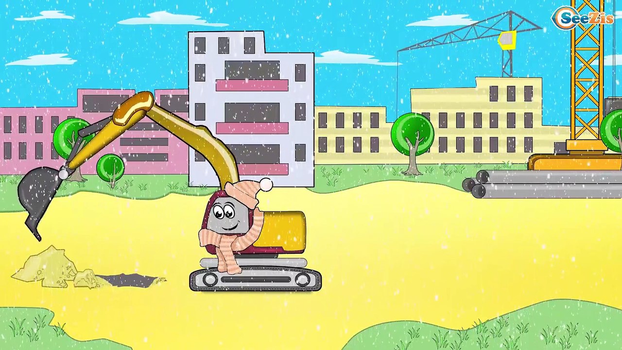 Dessin animé voitures. Pelleteuse, Bétonnière, Camion pour bébés.Tiki Taki Dessins Animes