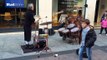 Incredible footage of street musician who throws his sticks as he performs and still doesn't skip a beat
