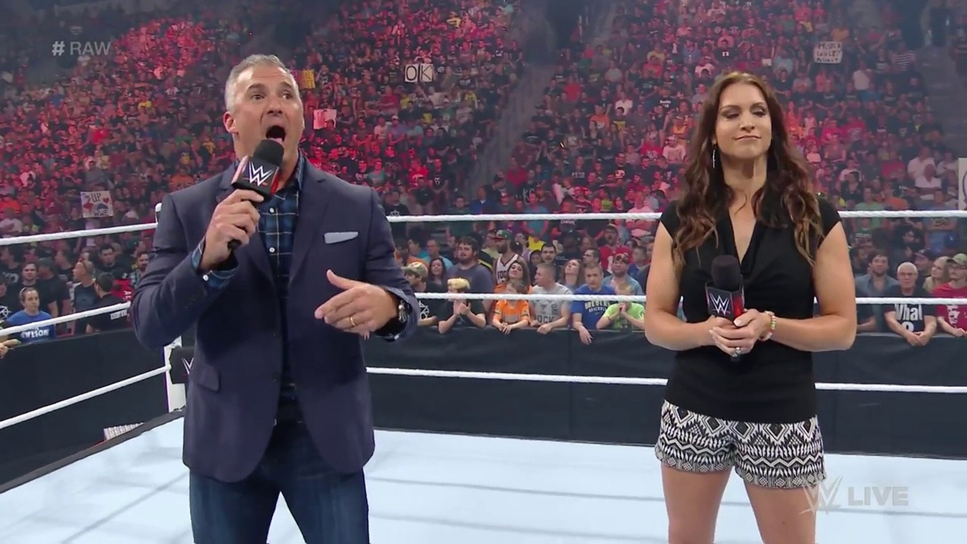 Shane Stephanie Mcmahon Address Rumors Surrounding The 2016 Wwe Brand Extension Raw May 30 2016 Video Dailymotion