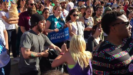 Direct Action Everywhere protester Oakland Bernie Sanders Rally