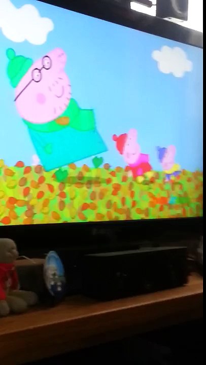 Peppa pig falls  over