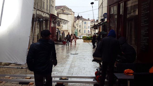 Tournage publicité Art et fenêtres avec Patrice Leconte et Julien Courbet à Périgueux.
