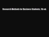 Read Research Methods for Business Students 7th ed. ebook textbooks