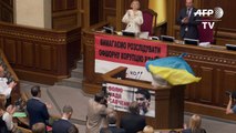 Ukraine's released pilot speaks in parliament