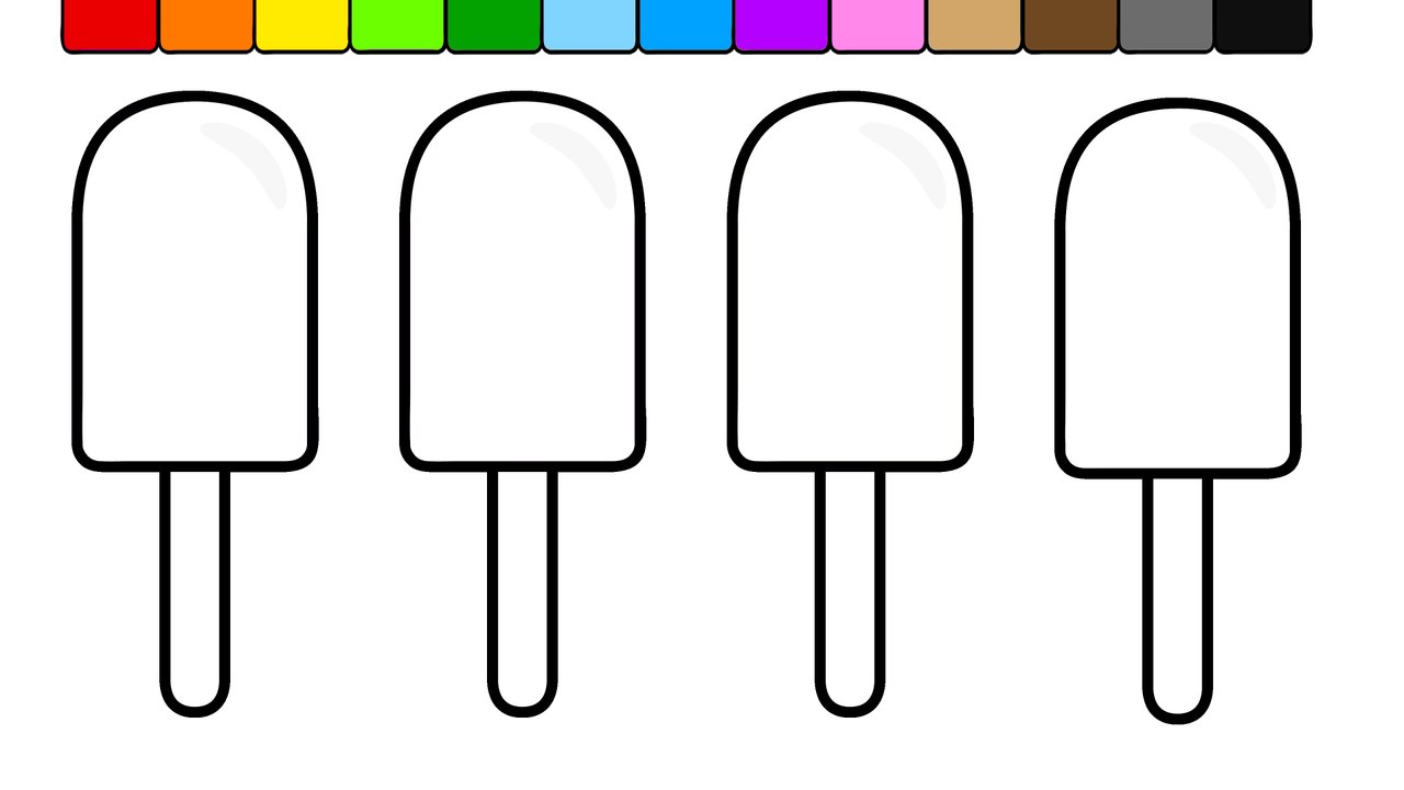 Coloring for Kids 3 Ice Cream Popsicle with Trees Coloring Pages