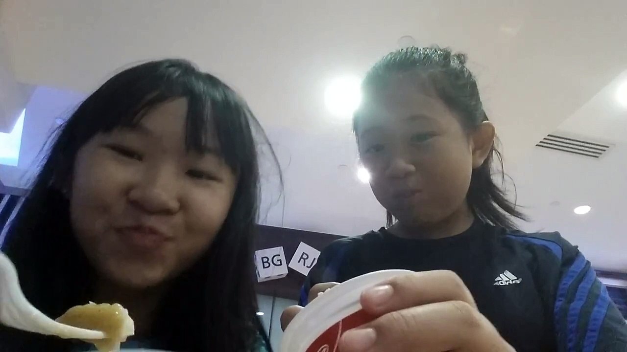 Eating mash potato challenge