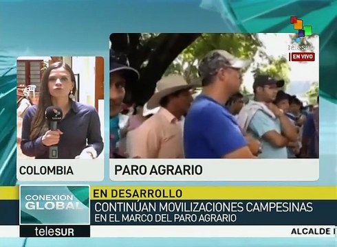 Campesinos colombianos siguen en Paro Nacional Agrario