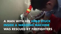 Chinese man rescued after head stuck in washing machine