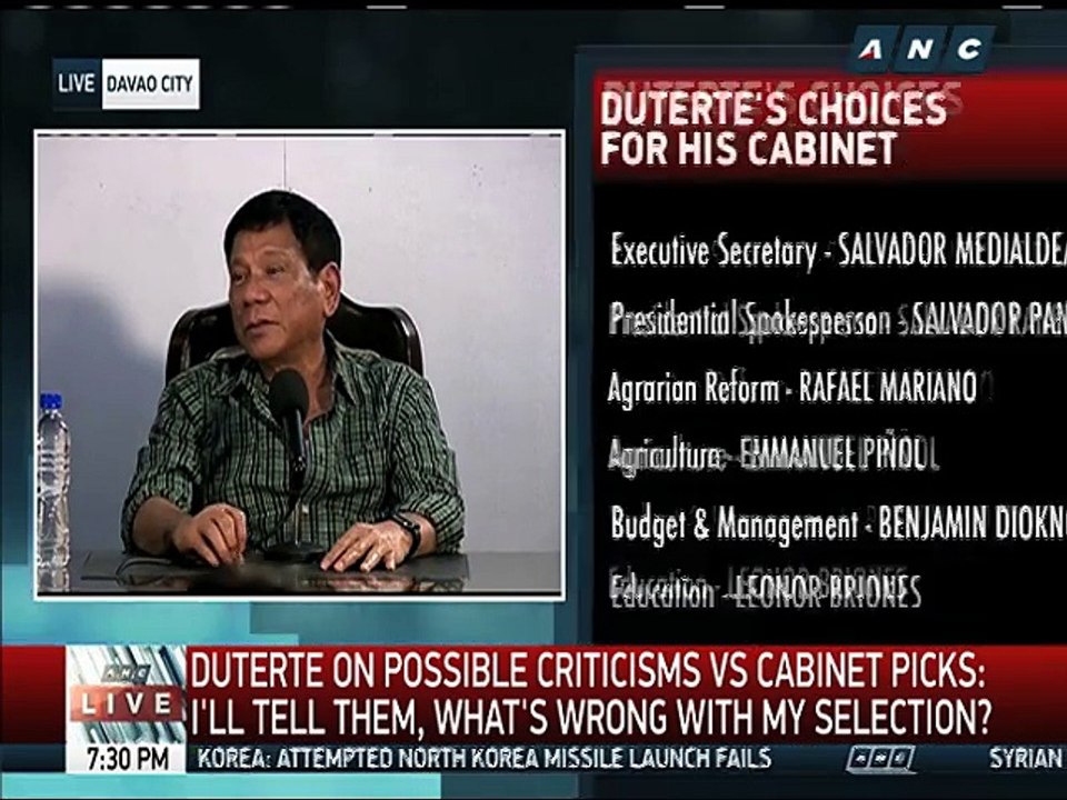 Duterte: No Cabinet post for Leni Robredo