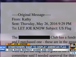 Homeowners want to display American flag