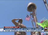 Father, daughter discover fallen flags scattered everywhere