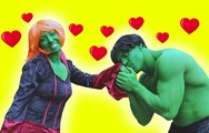 Real Hulk falls in love with Lady Hulk! Spiderman & Elsa combine the Meeting! Superhero fun -)