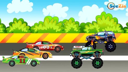 ✔ Monster Truck, Coches de carreras. Caricaturas de carros. Tiki Taki Coches. Episodio 16 ✔