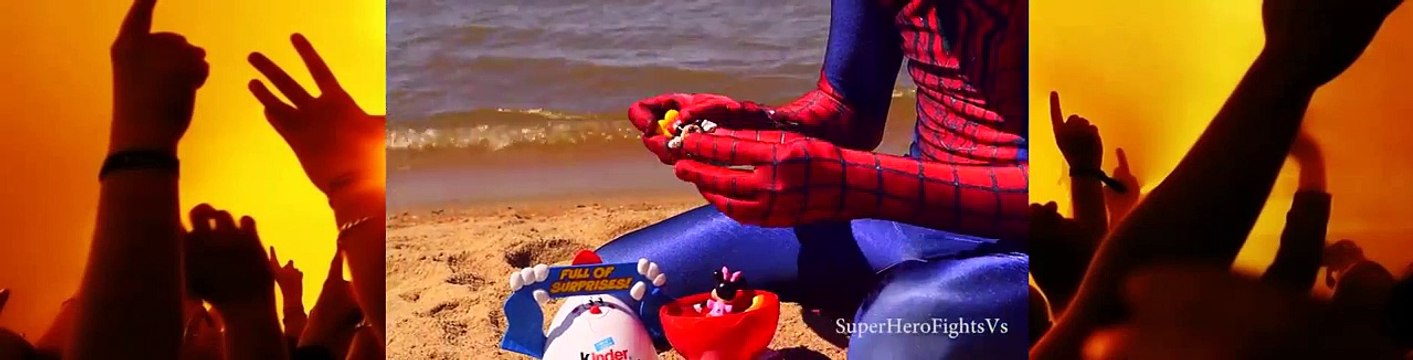 Spiderman In Real Life Surprise Egg Kinder Mickey Mouse Minnie Mouse Super Hero Fights Vs