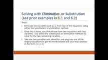 Video 29 - Systems of Linear Equations in three Variables