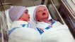Newborn one hour old twins have first conversation